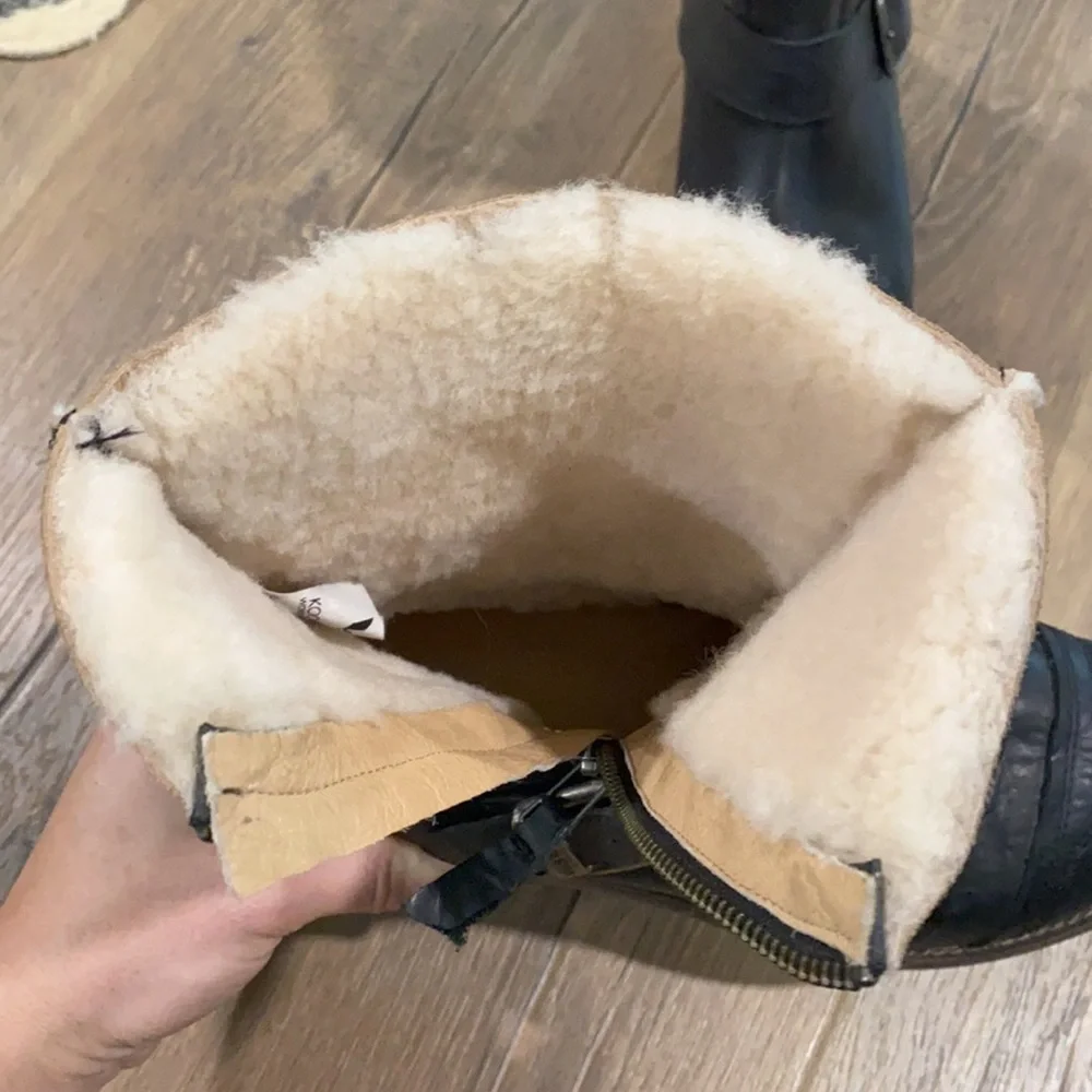 UGG Koolaburra ‘Duarte’ Shearling Leather/Suede Buckle Motorcycle Boot - Picture 10 of 12